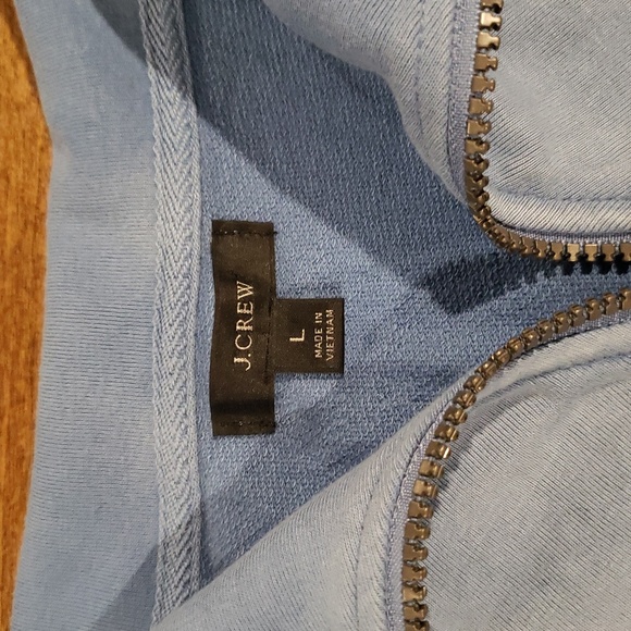 J. Crew Light Blue Crop Half Zip Pullover Lightweight Sweatshirt Large - Picture 2 of 10